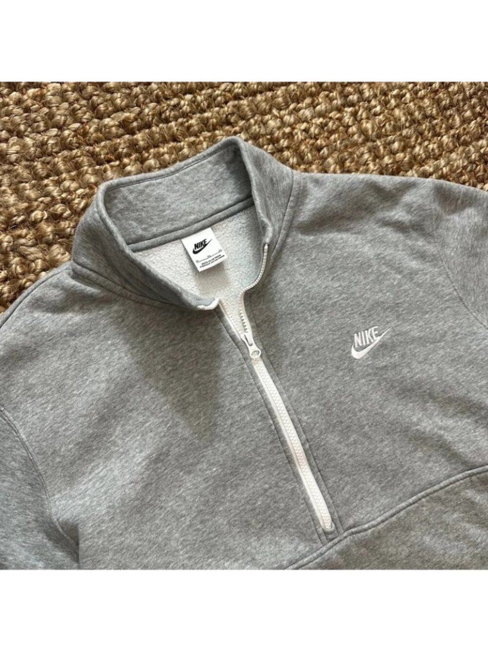 Nike Mens Gray Club Fleece Quarter Zip Sweatshirt Pullover Size XL